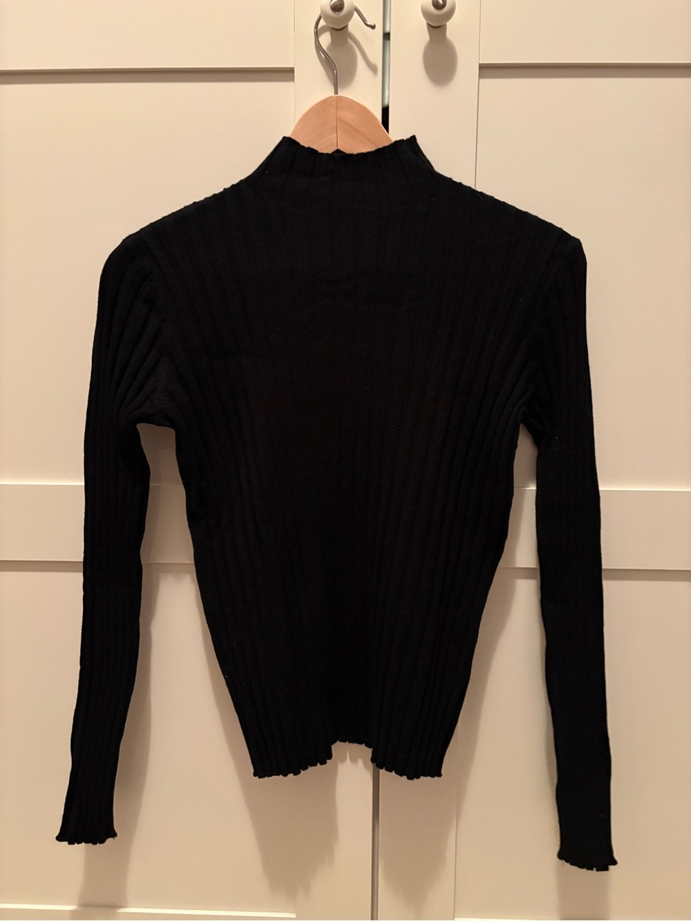 Hello Molly Black Ribbed Mock Neck Long Sleeve Top